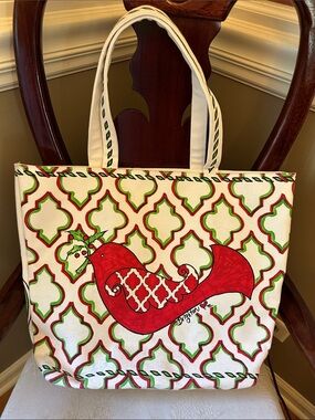 Brighton Limited Edition Love and Joy canvas tote, holiday bird with Holly